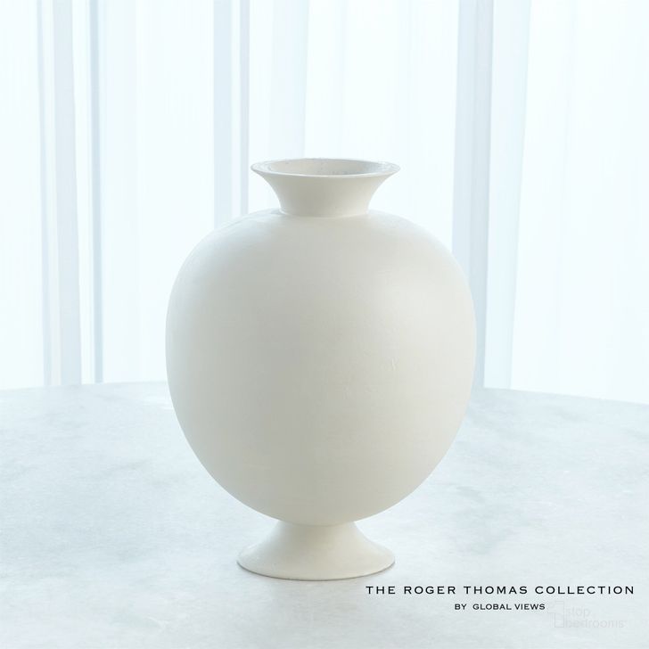 The appearance of Ceramic Orb Large Vase In White designed by Global Views in the modern / contemporary interior design. This white piece of furniture  was selected by 1StopBedrooms from Ceramic Collection to add a touch of cosiness and style into your home. Sku: RT1.10001. Material: Ceramic. Product Type: Vase. Image1