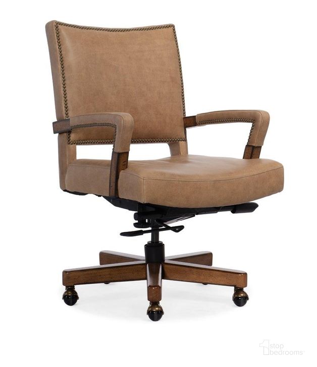 The appearance of Chace Executive Swivel Tilt Chair In Brown designed by Hooker in the transitional interior design. This brown piece of furniture  was selected by 1StopBedrooms from EC Collection to add a touch of cosiness and style into your home. Sku: EC422-088. Material: Leather. Product Type: Swivel Chair. Image1