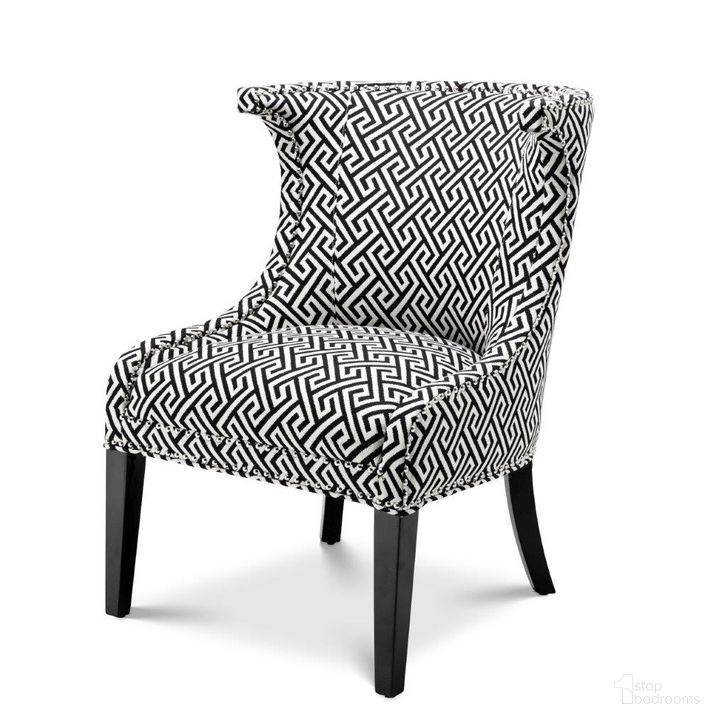 The appearance of Chair Elson Dudley Black designed by Eichholtz in the modern / contemporary interior design. This black and white piece of furniture  was selected by 1StopBedrooms from Elson Collection to add a touch of cosiness and style into your home. Sku: A109839. Product Type: Arm Chair. Image1