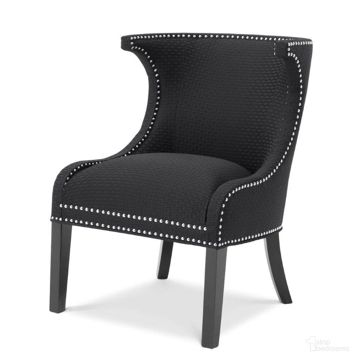 The appearance of Chair Elson Metric Black designed by Eichholtz in the modern / contemporary interior design. This black piece of furniture  was selected by 1StopBedrooms from Elson Collection to add a touch of cosiness and style into your home. Sku: A111485. Product Type: Arm Chair. Image1