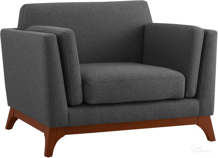 The appearance of Chance Gray Upholstered Fabric Arm Chair designed by Modway in the modern / contemporary interior design. This gray piece of furniture  was selected by 1StopBedrooms from Chance Collection to add a touch of cosiness and style into your home. Sku: EEI-3063-GRY. Material: Wood. Product Type: Living Room Chair. Image1