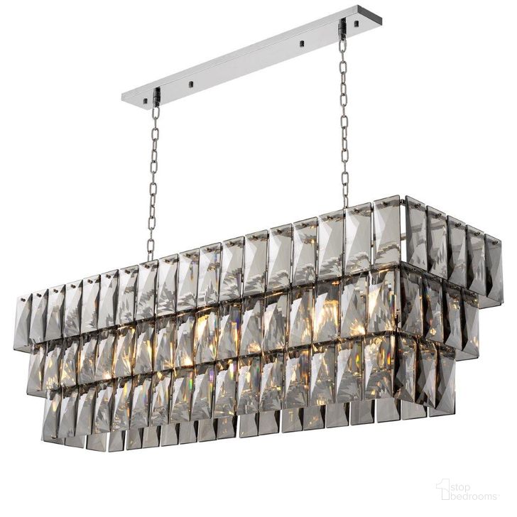 The appearance of Chandelier Amazone Rectangular Incl Smoke Crystal Glass Ul designed by Eichholtz in the modern / contemporary interior design. This smoke piece of furniture  was selected by 1StopBedrooms from Amazone Collection to add a touch of cosiness and style into your home. Sku: 115080UL;115378UL. Product Type: Chandelier. Image1
