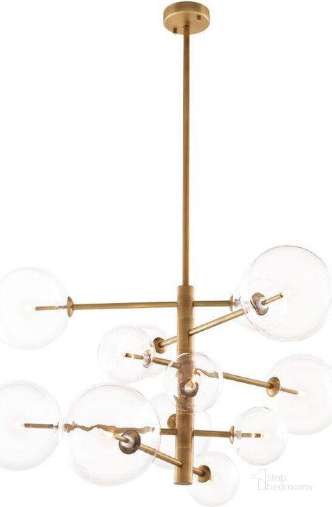 The appearance of Chandelier Argento S Antique Brass Finish designed by Eichholtz in the modern / contemporary interior design. This antique brass piece of furniture  was selected by 1StopBedrooms from Argento Collection to add a touch of cosiness and style into your home. Sku: 112077UL. Material: Glass. Product Type: Chandelier. Image1