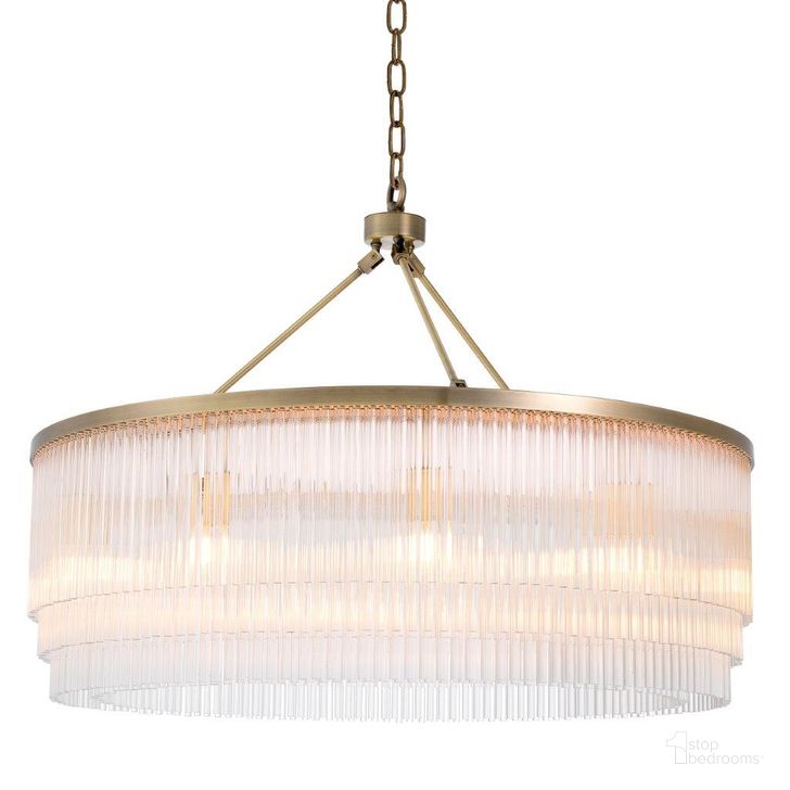The appearance of Chandelier Hector L Light Brushed Brass Finish designed by Eichholtz in the modern / contemporary interior design. This brass piece of furniture  was selected by 1StopBedrooms from Hector Collection to add a touch of cosiness and style into your home. Sku: 114378AUL;114378BUL;114378CUL;114378DUL. Product Type: Chandelier. Image1