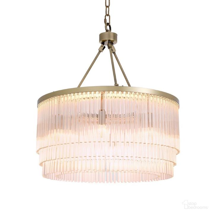 The appearance of Chandelier Hector S Light Brushed Brass Finish designed by Eichholtz in the modern / contemporary interior design. This brass piece of furniture  was selected by 1StopBedrooms from Hector Collection to add a touch of cosiness and style into your home. Sku: 114396AUL;114396BUL;114396CUL. Product Type: Chandelier. Image1