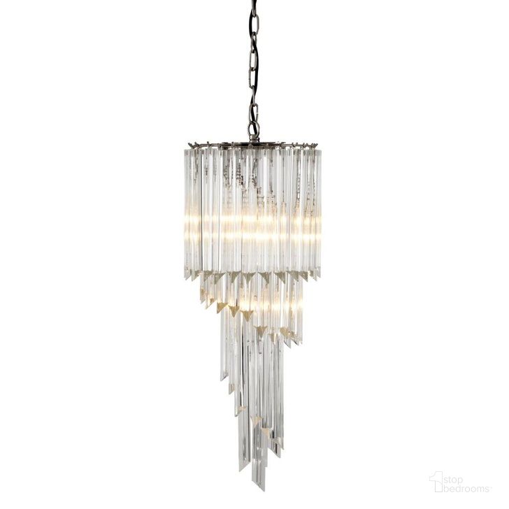 The appearance of Chandelier Marino designed by Eichholtz in the modern / contemporary interior design. This nickel piece of furniture  was selected by 1StopBedrooms from Marino Collection to add a touch of cosiness and style into your home. Sku: 109531UL. Material: Glass. Product Type: Chandelier. Image1