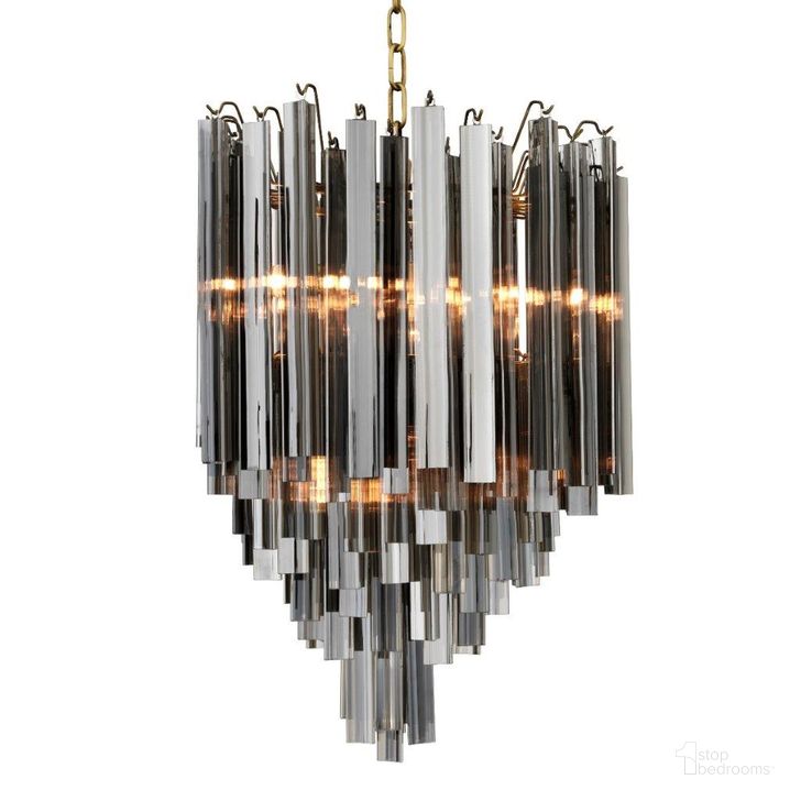 The appearance of Chandelier Salerno Smoked Glass designed by Eichholtz in the modern / contemporary interior design. This antique brass piece of furniture  was selected by 1StopBedrooms from Salerno Collection to add a touch of cosiness and style into your home. Sku: 109532UL. Material: Glass. Product Type: Chandelier. Image1