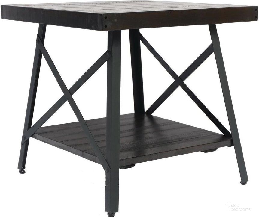 The appearance of Chandler End Table In Espresso Brown designed by Emerald Home Furnishings in the modern / contemporary interior design. This espresso brown piece of furniture  was selected by 1StopBedrooms from Chandler Collection to add a touch of cosiness and style into your home. Sku: T100-1D. Material: Wood. Product Type: End Table. Image1