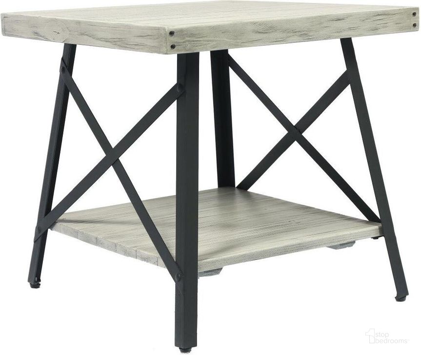 The appearance of Chandler End Table In Light Gray designed by Emerald Home Furnishings in the modern / contemporary interior design. This light gray piece of furniture  was selected by 1StopBedrooms from Chandler Collection to add a touch of cosiness and style into your home. Sku: T100-1F. Material: Wood. Product Type: End Table. Image1