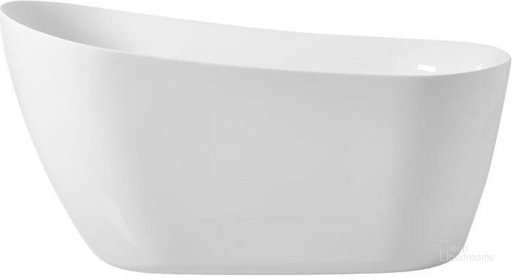 The appearance of Chantal 54 Inch Soaking Single Slipper Bathtub In Glossy White designed by Elegant Lighting in the transitional interior design. This glossy white piece of furniture  was selected by 1StopBedrooms from Chantal Collection to add a touch of cosiness and style into your home. Sku: BT10854GW. Product Type: Bathroom Sink. Material: Iron. Image1