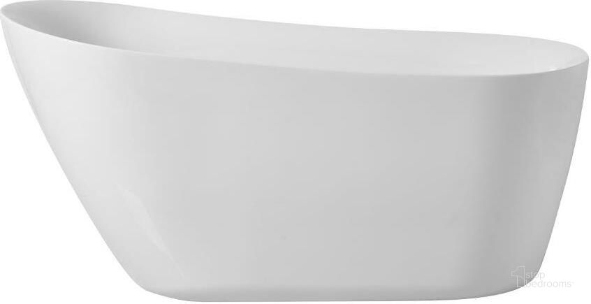 The appearance of Chantal 59 Inch Soaking Single Slipper Bathtub In Glossy White designed by Elegant Lighting in the transitional interior design. This glossy white piece of furniture  was selected by 1StopBedrooms from Chantal Collection to add a touch of cosiness and style into your home. Sku: BT10859GW. Product Type: Bathroom Sink. Material: Iron. Image1