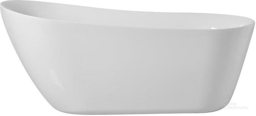 The appearance of Chantal 67 Inch Soaking Single Slipper Bathtub In Glossy White designed by Elegant Lighting in the transitional interior design. This glossy white piece of furniture  was selected by 1StopBedrooms from Chantal Collection to add a touch of cosiness and style into your home. Sku: BT10867GW. Product Type: Bathroom Sink. Material: Iron. Image1