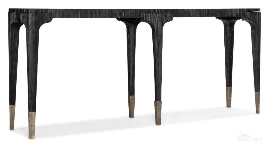 The appearance of Chapman Shou Sugi Ban Console Table designed by Hooker in the transitional interior design. This black piece of furniture  was selected by 1StopBedrooms from Chapman Collection to add a touch of cosiness and style into your home. Sku: 6033-85002-99. Product Type: Console Table. Material: Wood Veneer. Image1