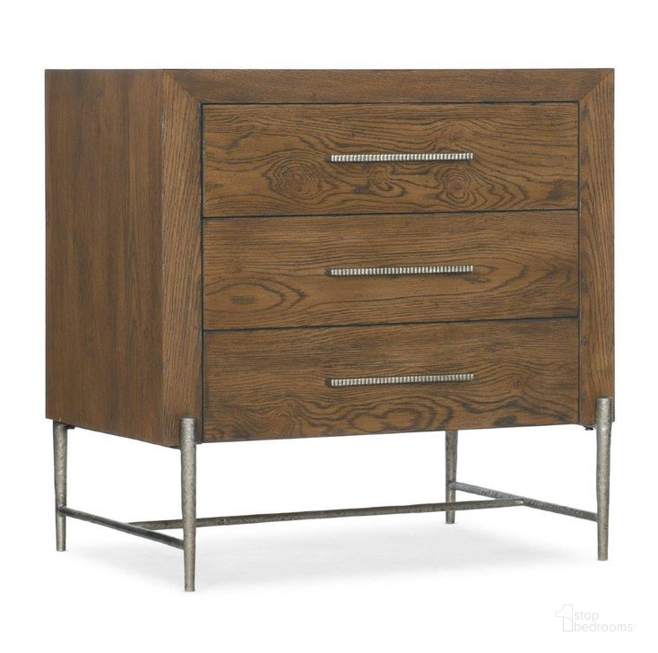 The appearance of Chapman Three-Drawer Nightstand 6033-90116-85 designed by Hooker in the transitional interior design. This warm brown piece of furniture  was selected by 1StopBedrooms from Chapman Collection to add a touch of cosiness and style into your home. Sku: 6033-90116-85. Product Type: Nightstand. Material: Wood Veneer. Image1