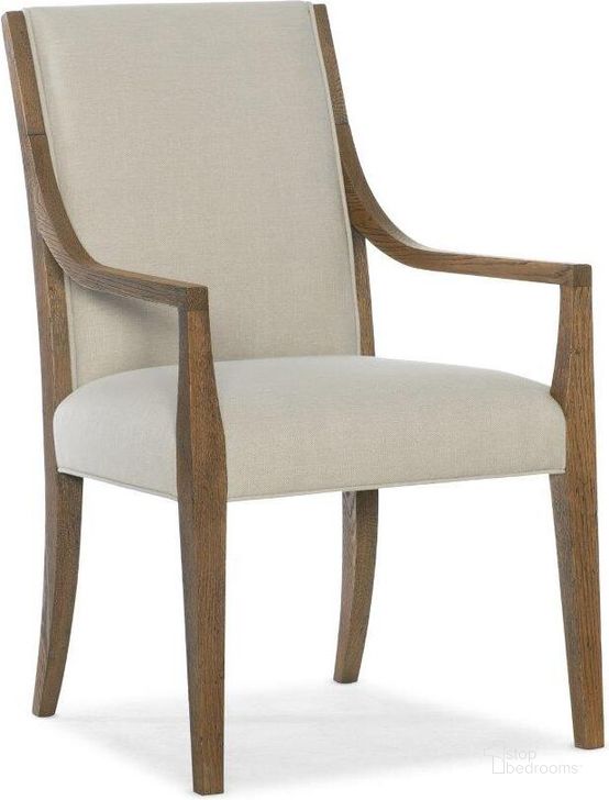 The appearance of Chapman Upholstered Arm Chair In Beige designed by Hooker in the transitional interior design. This beige piece of furniture  was selected by 1StopBedrooms from Chapman Collection to add a touch of cosiness and style into your home. Sku: 6033-75400-85. Material: Fabric. Product Type: Arm Chair. Image1