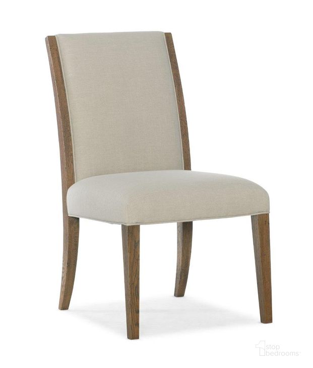 The appearance of Chapman Upholstered Side Chair Set of 2 In Beige designed by Hooker in the transitional interior design. This beige piece of furniture  was selected by 1StopBedrooms from Chapman Collection to add a touch of cosiness and style into your home. Sku: 6033-75410-85. Material: Fabric. Product Type: Side Chair. Image1