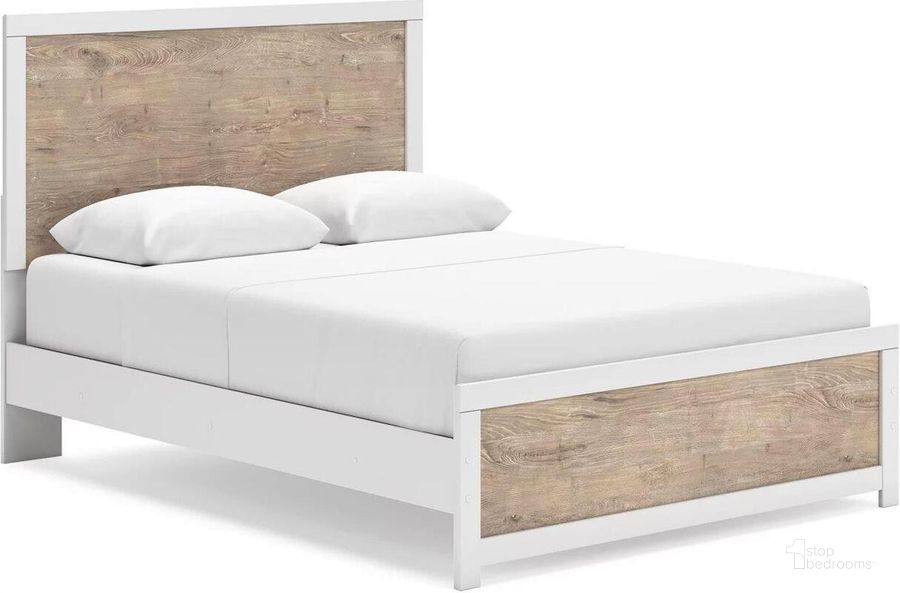 The appearance of Charbitt Queen Panel Bed In Two-tone designed by Signature Design by Ashley in the transitional interior design. This two-tone piece of furniture  was selected by 1StopBedrooms from Charbitt Collection to add a touch of cosiness and style into your home. Sku: B2035-71;B2035-96. Bed Type: Panel Bed. Material: Wood. Product Type: Panel Bed. Bed Size: Queen. Image1