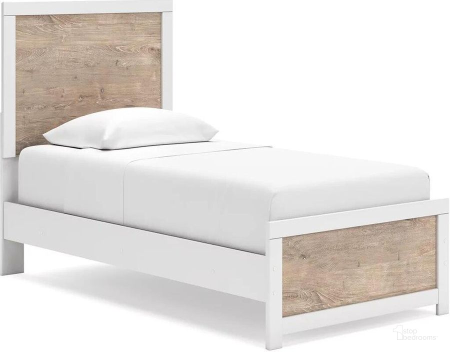 The appearance of Charbitt Twin Panel Bed In Two-tone designed by Signature Design by Ashley in the transitional interior design. This two-tone piece of furniture  was selected by 1StopBedrooms from Charbitt Collection to add a touch of cosiness and style into your home. Sku: B2035-53;B2035-83. Bed Type: Panel Bed. Material: Wood. Product Type: Panel Bed. Bed Size: Twin. Image1