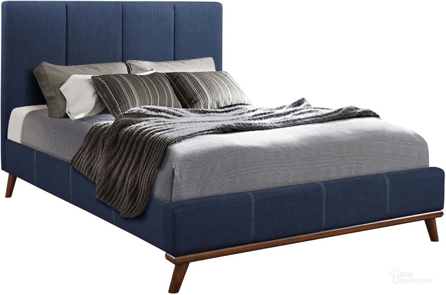 The appearance of Charity Dark Blue Full Upholstered Platform Bed designed by Coaster in the modern / contemporary interior design. This blue piece of furniture  was selected by 1StopBedrooms from Charity Collection to add a touch of cosiness and style into your home. Sku: 300626FB1;300626FB2;300626FB3. Bed Type: Platform Bed. Material: Fabric. Product Type: Platform Bed. Bed Size: Full. Image1