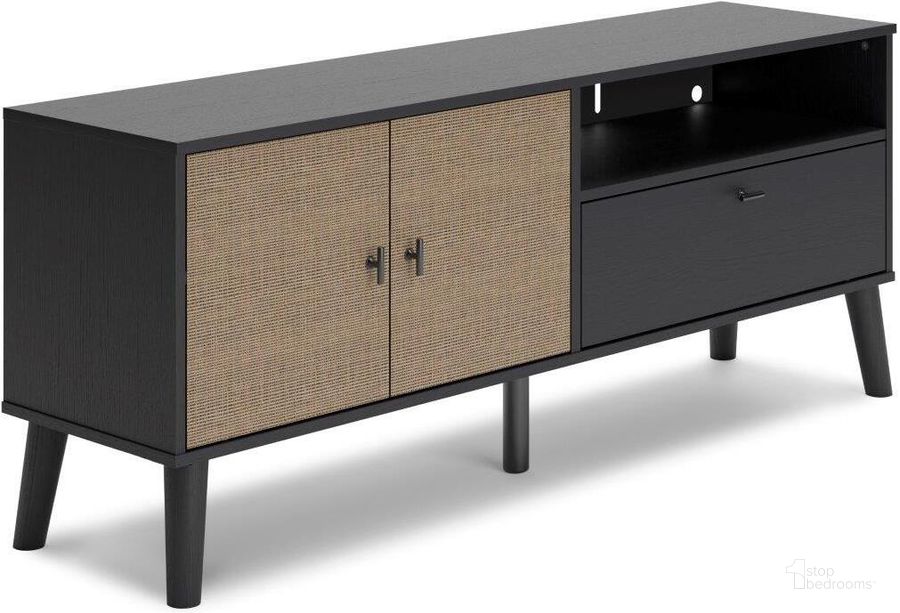 The appearance of Charlang Two-Tone Medium Tv Stand designed by Signature Design by Ashley in the modern / contemporary interior design. This two-tone piece of furniture  was selected by 1StopBedrooms from Charlang Collection to add a touch of cosiness and style into your home. Sku: EW1198-268. Material: Wood. Product Type: TV Stand. Image1