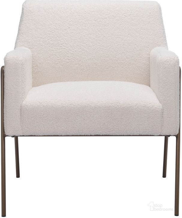 The appearance of Charleston Accent Chair In Ivory designed by Zuo Modern in the modern / contemporary interior design. This ivory piece of furniture  was selected by 1StopBedrooms from Charleston Collection to add a touch of cosiness and style into your home. Sku: 109524. Product Type: Accent Chair. Material: Plywood. Image1