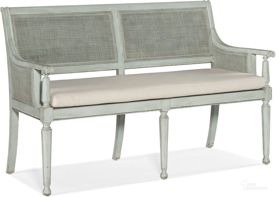 The appearance of Charleston Bench In Light Blue designed by Hooker in the traditional interior design. This light blue piece of furniture  was selected by 1StopBedrooms from Charleston Collection to add a touch of cosiness and style into your home. Sku: 6750-50004-40. Material: Fabric. Product Type: Bench. Image1