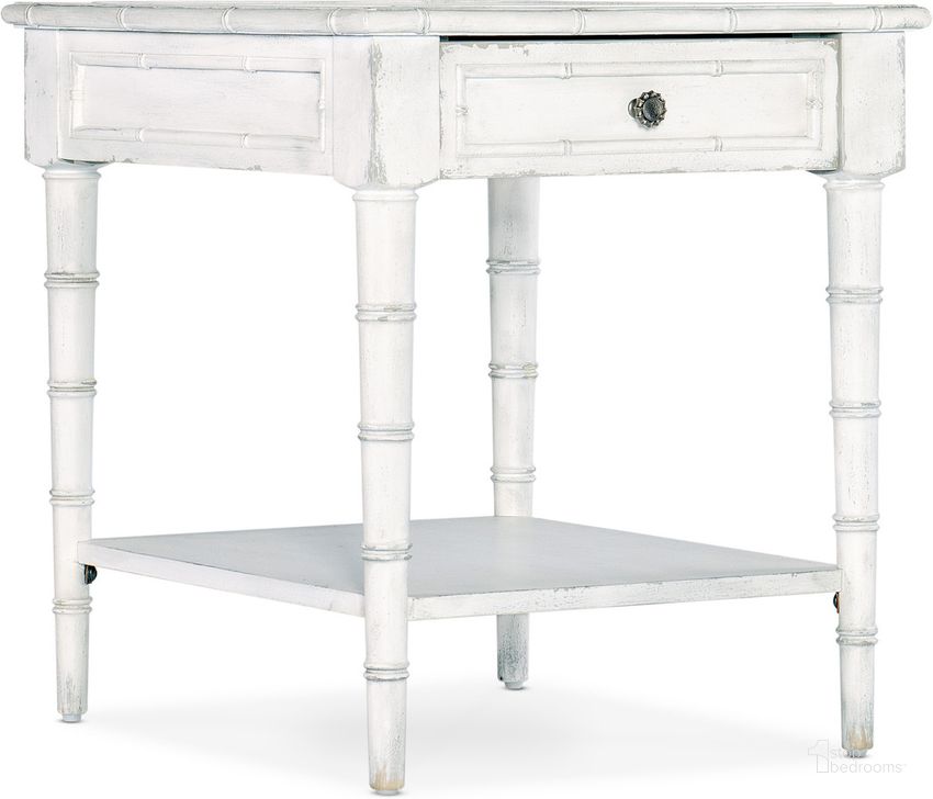 The appearance of Charleston End Table In White designed by Hooker in the traditional interior design. This white piece of furniture  was selected by 1StopBedrooms from Charleston Collection to add a touch of cosiness and style into your home. Sku: 6750-80315-06. Product Type: End Table. Material: Resin. Image1