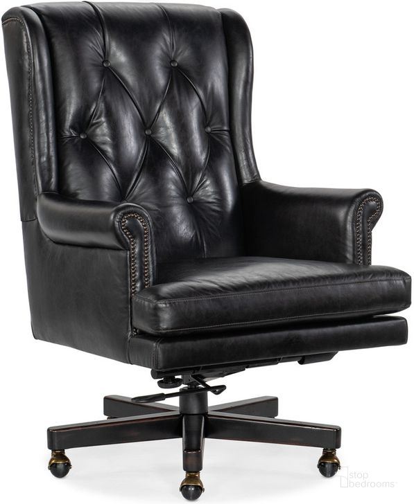 The appearance of Charleston Executive Swivel Tilt Chair In Black designed by Hooker in the traditional interior design. This black piece of furniture  was selected by 1StopBedrooms from EC Collection to add a touch of cosiness and style into your home. Sku: EC110-099. Material: Leather. Product Type: Executive Chair. Image1
