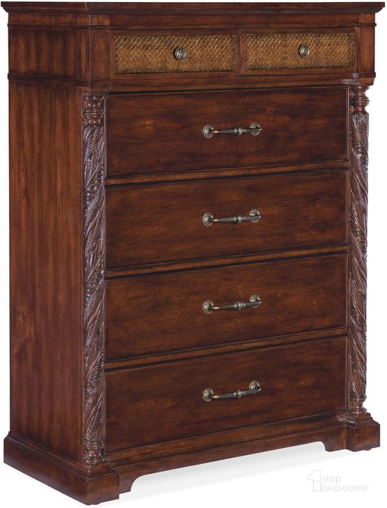The appearance of Charleston Six Drawer Chest In Dark Brown designed by Hooker in the traditional interior design. This dark brown piece of furniture  was selected by 1StopBedrooms from Charleston Collection to add a touch of cosiness and style into your home. Sku: 6750-90310-85. Product Type: Chest. Material: Resin. Image1
