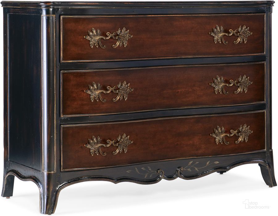 The appearance of Charleston Three Drawer Accent Chest In Dark Brown designed by Hooker in the traditional interior design. This dark brown piece of furniture  was selected by 1StopBedrooms from Charleston Collection to add a touch of cosiness and style into your home. Sku: 6750-85002-00. Product Type: Accent Chest. Material: Resin. Image1