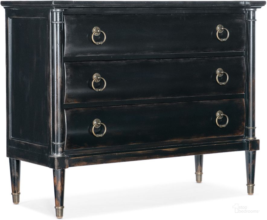 The appearance of Charleston Three Drawer Chest   Armoire Base In Black designed by Hooker in the traditional interior design. This black piece of furniture  was selected by 1StopBedrooms from Charleston Collection to add a touch of cosiness and style into your home. Sku: 6750-90014B-97. Material: Wood. Product Type: Chest. Image1