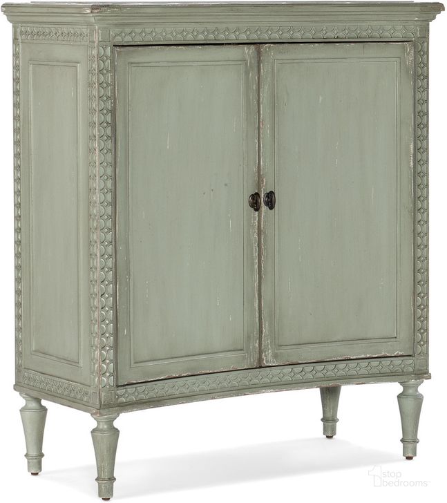 The appearance of Charleston Two Door Accent Chest In Verdigris designed by Hooker in the traditional interior design. This verdigris piece of furniture  was selected by 1StopBedrooms from Charleston Collection to add a touch of cosiness and style into your home. Sku: 6750-50001-32. Material: Wood. Product Type: Accent Chest. Image1