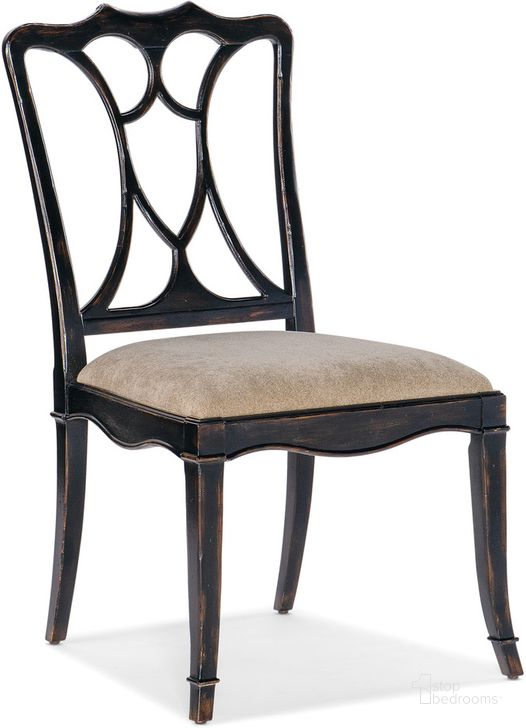 The appearance of Charleston Upholstered Seat Side Chair Set of 2 In Black designed by Hooker in the traditional interior design. This black piece of furniture  was selected by 1StopBedrooms from Charleston Collection to add a touch of cosiness and style into your home. Sku: 6750-75310-97. Material: Fabric. Product Type: Side Chair. Image1