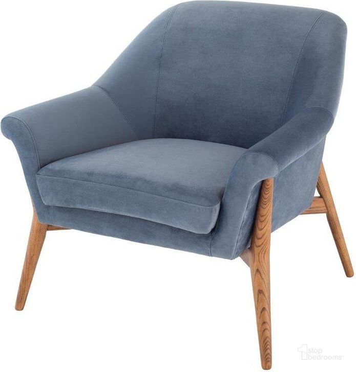 The appearance of Charlize Dusty Blue Fabric Occasional Chair designed by Nuevo in the modern / contemporary interior design. This blue piece of furniture  was selected by 1StopBedrooms from Charlize Collection to add a touch of cosiness and style into your home. Sku: HGSC181. Material: Fabric. Product Type: Accent Chair. Image1