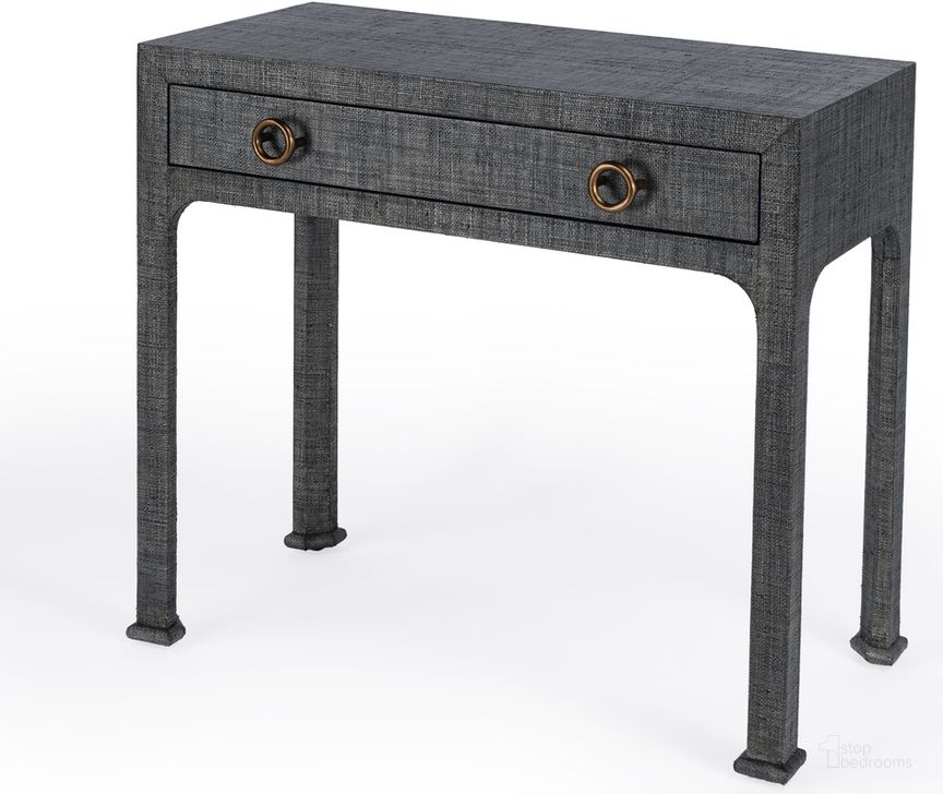The appearance of Chatham Raffia Console Table In Charcoal designed by Butler Specialty Company in the traditional interior design. This charcoal piece of furniture  was selected by 1StopBedrooms from Chatham Collection to add a touch of cosiness and style into your home. Sku: 9146420. Material: Wood. Product Type: Console Table. Image1