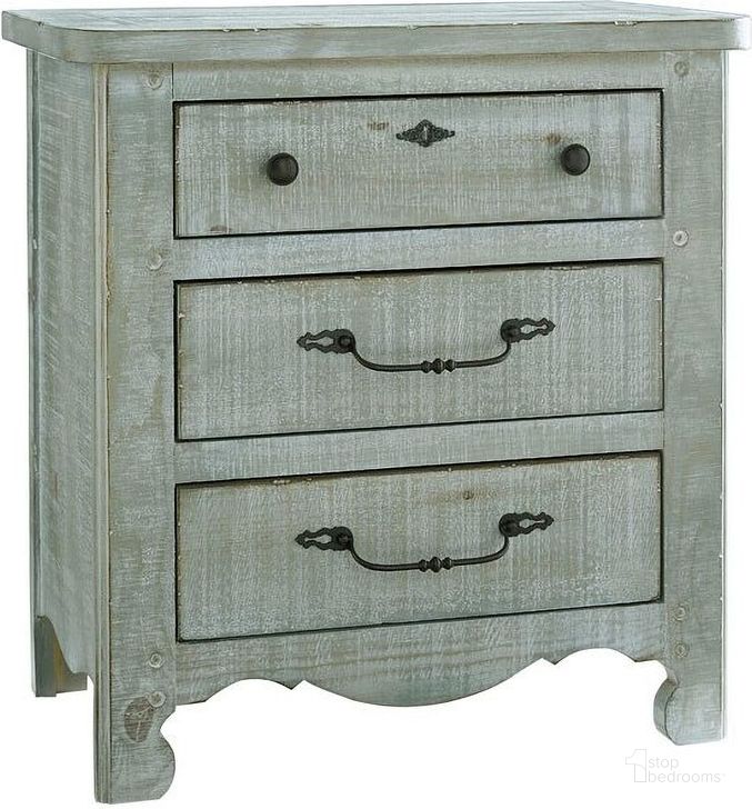 The appearance of Chatsworth Mint Nightstand designed by Progressive Furniture in the traditional interior design. This gray piece of furniture  was selected by 1StopBedrooms from Chatsworth Collection to add a touch of cosiness and style into your home. Sku: B644-43. Product Type: Nightstand. Material: Pine. Image1