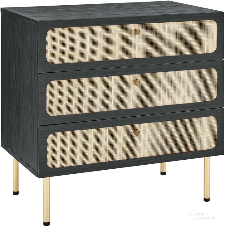 The appearance of Chaucer 3-Drawer Chest In Black designed by Modway in the modern / contemporary interior design. This black piece of furniture  was selected by 1StopBedrooms from Chaucer Collection to add a touch of cosiness and style into your home. Sku: MOD-7064-BLK. Material: Metal. Product Type: Chest. Image1