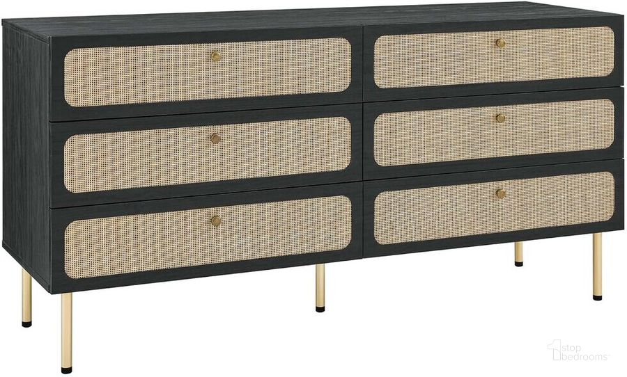 The appearance of Chaucer 6-Drawer Dresser In Black designed by Modway in the modern / contemporary interior design. This black piece of furniture  was selected by 1StopBedrooms from Chaucer Collection to add a touch of cosiness and style into your home. Sku: MOD-7067-BLK. Product Type: Dresser. Material: MDF. Image1