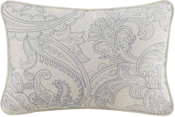 The appearance of Chelsea Cotton Sateen Oblong Pillow With Emboidery Paisley In Blue designed by Olliix in the traditional interior design. This blue piece of furniture  was selected by 1StopBedrooms from Chelsea Collection to add a touch of cosiness and style into your home. Sku: HH30-255. Material: Polyester. Product Type: Pillow. Image1