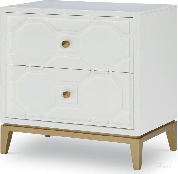 The appearance of Chelsea White Nightstand By Rachael Ray designed by Legacy Classic in the transitional interior design. This white piece of furniture  was selected by 1StopBedrooms from Chelsea Collection to add a touch of cosiness and style into your home. Sku: 9781-3100. Material: Wood. Product Type: Nightstand. Image1