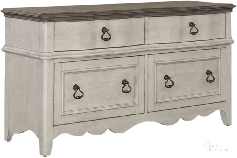 The appearance of Chesapeake Credenza In Antique White designed by Liberty in the traditional interior design. This antique white piece of furniture  was selected by 1StopBedrooms from Chesapeake Collection to add a touch of cosiness and style into your home. Sku: 493W-HO121. Product Type: Credenza. Material: Rubberwood. Image1