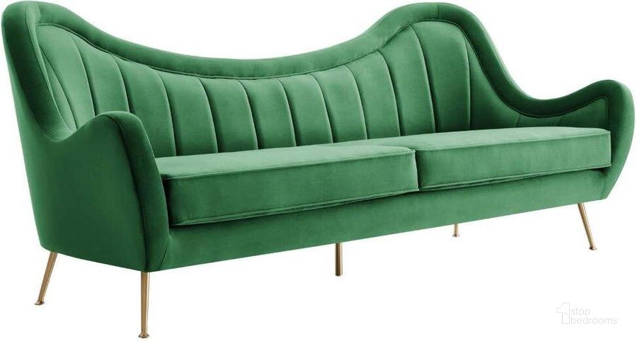 The appearance of Cheshire Emerald Channel Tufted Performance Velvet Sofa designed by Modway in the modern / contemporary interior design. This emerald piece of furniture  was selected by 1StopBedrooms from Cheshire Collection to add a touch of cosiness and style into your home. Sku: EEI-5874-EME. Material: Wood. Product Type: Sofa. Image1