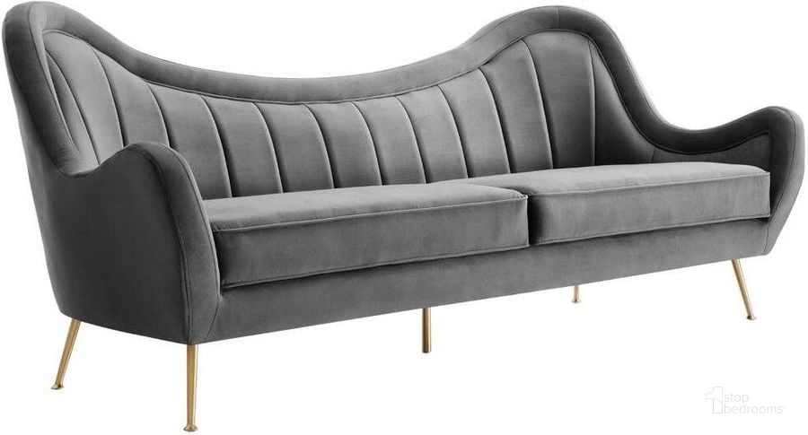 The appearance of Cheshire Gray Channel Tufted Performance Velvet Sofa designed by Modway in the modern / contemporary interior design. This gray piece of furniture  was selected by 1StopBedrooms from Cheshire Collection to add a touch of cosiness and style into your home. Sku: EEI-5874-GRY. Material: Wood. Product Type: Sofa. Image1