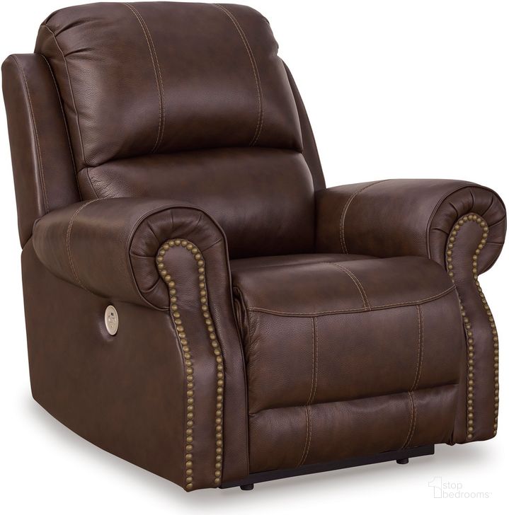 The appearance of Cheslatta Walnut Recliner designed by Versailles Home in the traditional interior design. This walnut piece of furniture  was selected by 1StopBedrooms from Cheslatta Collection to add a touch of cosiness and style into your home. Sku: U9021406. Product Type: Recliner. Material: Leather Match. Image1