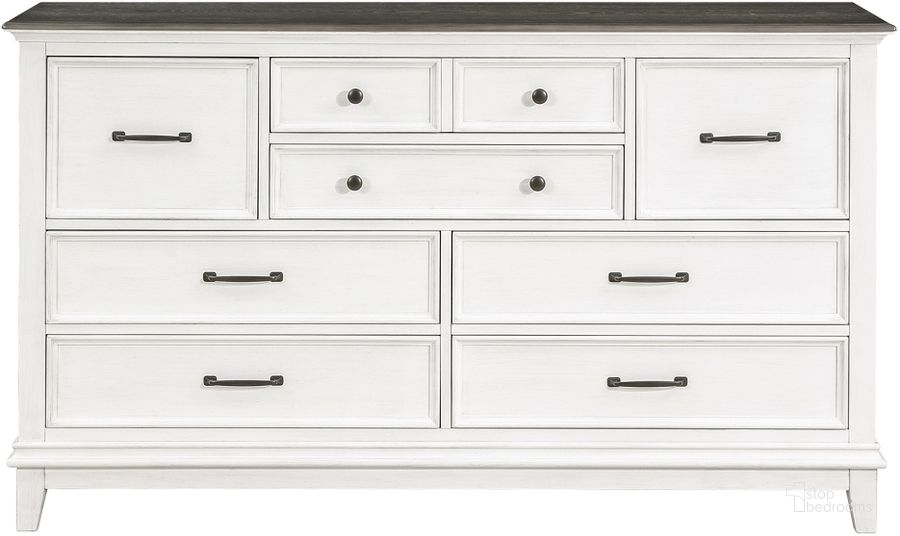The appearance of Chesterton Dresser In Brown and White designed by Homelegance in the transitional interior design. This white and brown piece of furniture  was selected by 1StopBedrooms from Chesterton Collection to add a touch of cosiness and style into your home. Sku: 1463-5. Product Type: Dresser. Image1