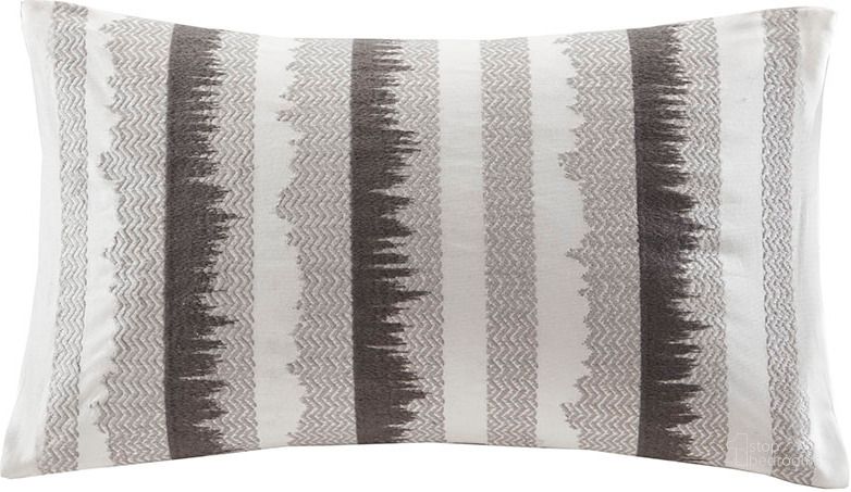 The appearance of Chet Cotton Embroidered Oblong Pillow In Grey designed by Olliix in the transitional interior design. This grey piece of furniture  was selected by 1StopBedrooms from Chet Collection to add a touch of cosiness and style into your home. Sku: II30-993. Material: Polyester. Product Type: Pillow. Image1