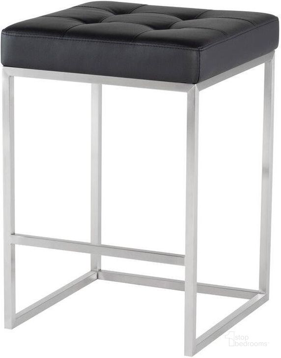 The appearance of Chi Black Leather Counter Stool designed by Nuevo in the modern / contemporary interior design. This black piece of furniture  was selected by 1StopBedrooms from Chi Collection to add a touch of cosiness and style into your home. Sku: HGPA106. Material: Metal. Product Type: Barstool. Image1