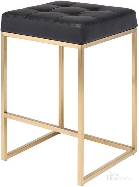 The appearance of Chi Black Naugahyde Counter Stool designed by Nuevo in the modern / contemporary interior design. This black piece of furniture  was selected by 1StopBedrooms from Chi Collection to add a touch of cosiness and style into your home. Sku: HGMM153. Material: Metal. Product Type: Barstool. Image1