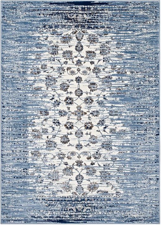 The appearance of Chiara Distressed Floral Lattice Contemporary 5X8 Area Rug In Moroccan Blue and Ivory designed by Modway in the modern / contemporary interior design. This moroccan blue and ivory piece of furniture  was selected by 1StopBedrooms from Chiara Collection to add a touch of cosiness and style into your home. Sku: R-1131B-58. Material: Polypropylene. Product Type: Area Rugs. Image1