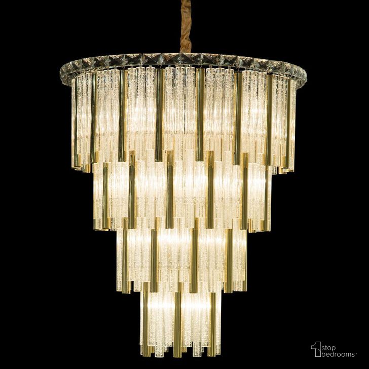 The appearance of Chimes Glass Gold 18 Light Chandelier designed by AICO in the modern / contemporary interior design. This gold piece of furniture  was selected by 1StopBedrooms from Chimes Collection to add a touch of cosiness and style into your home. Sku: LT-CH960G-18GLD. Product Type: Chandelier.